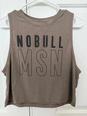 EUC NOBULL MSN Taupe Crop Muscle Tank Top Sz M
